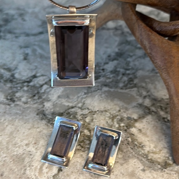 Sterling & Amethyst pendant and earrings set